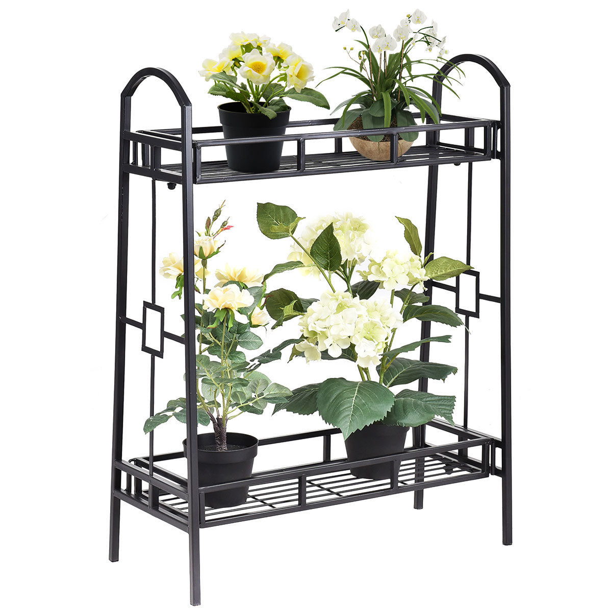 2-Tier Heavy Duty Metal Flower Plant StandÂ