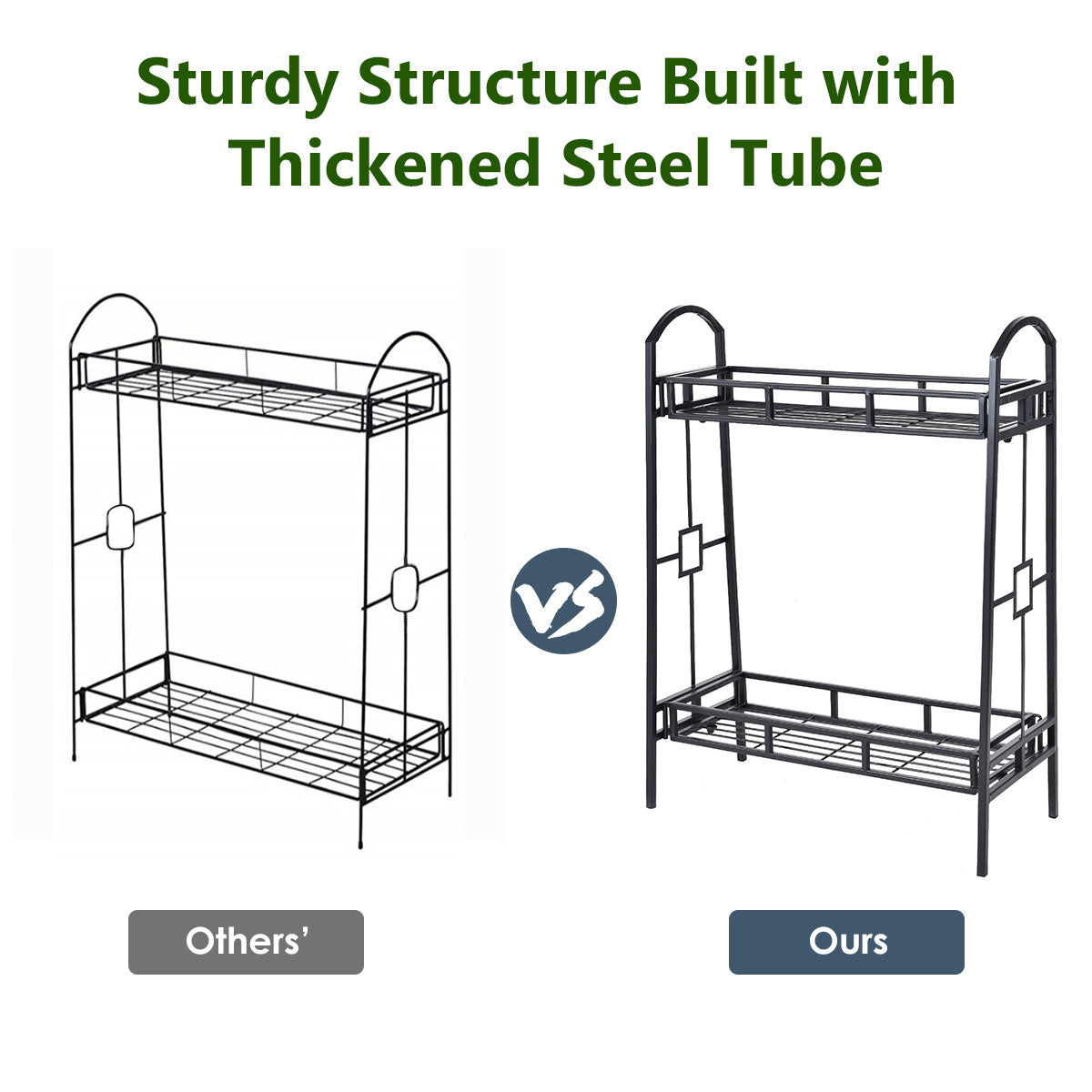 2-Tier Heavy Duty Metal Flower Plant StandÂ