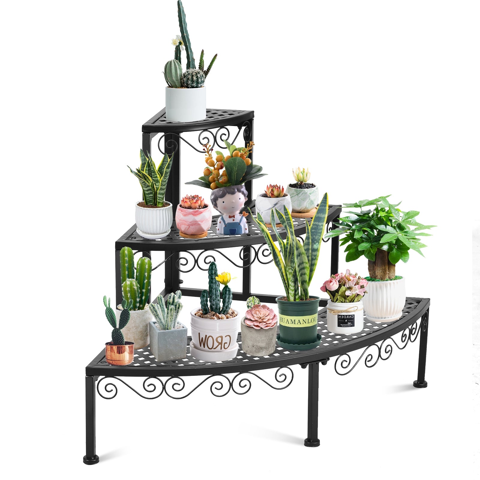 3-Tier Corner Metal Flower Ladder Plant StandÂ