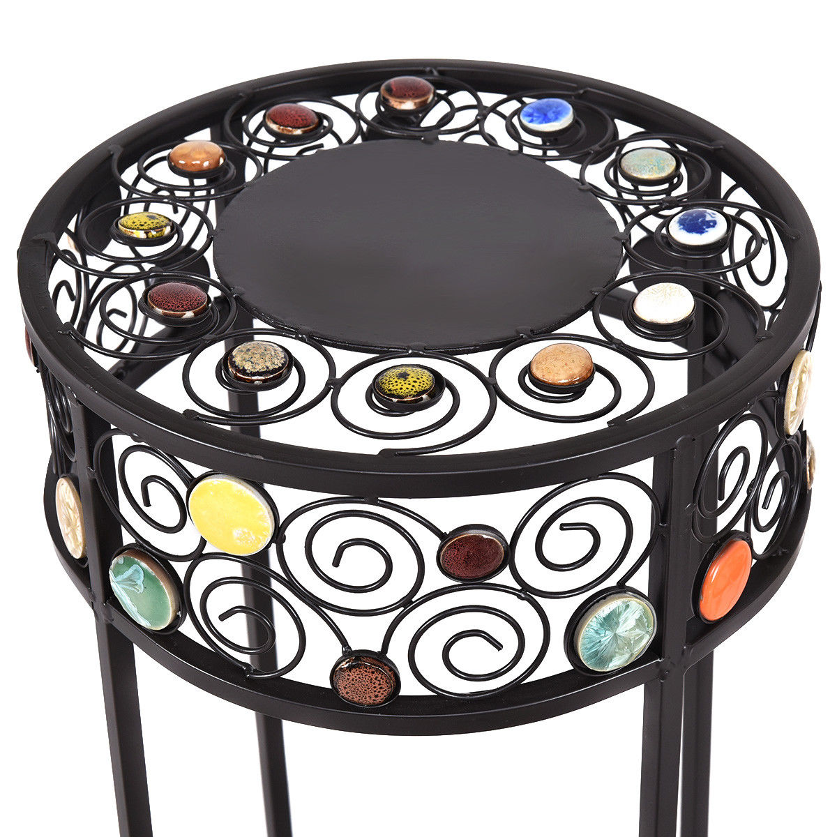 3 Pieces Round Display Ceramic Beads Metal Plant StandÂ