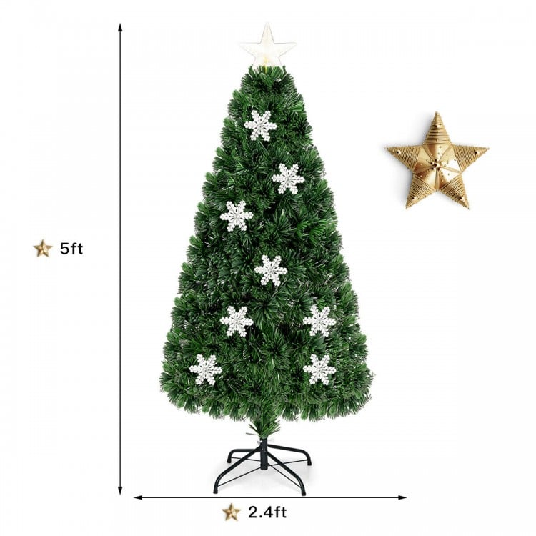5 Feet LED Optic Artificial Christmas Tree with Snowflakes
