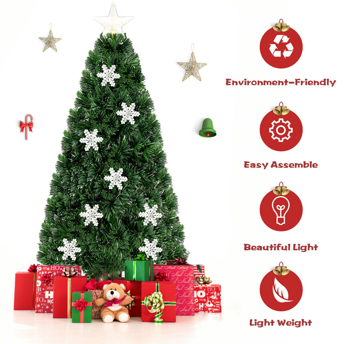 4 / 5 / 6 Feet LED Optic Artificial Christmas Tree with SnowflakesÂ