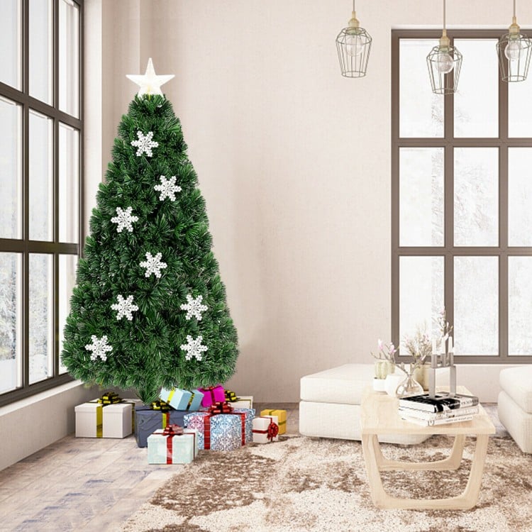 5 Feet LED Optic Artificial Christmas Tree with Snowflakes