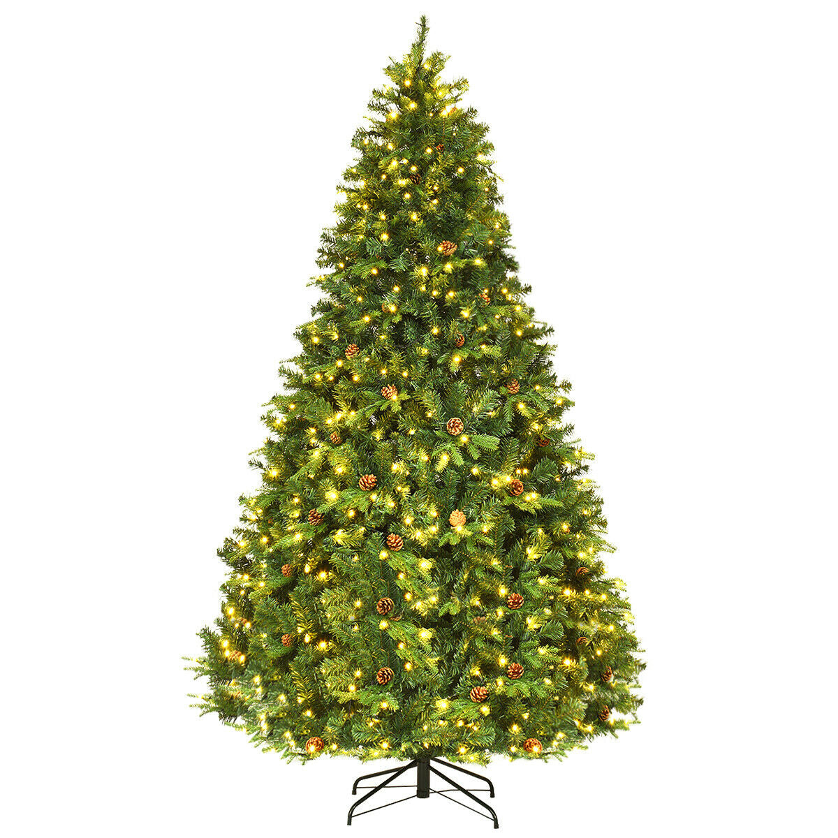 Flocked Artificial Christmas Tree with LED Lights and Pine Cones-8 ftÂ