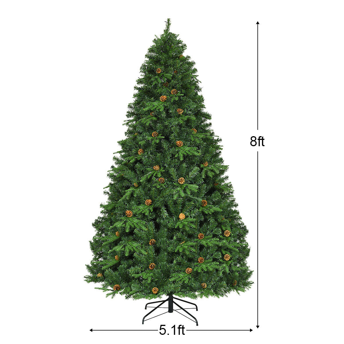 Flocked Artificial Christmas Tree with LED Lights and Pine Cones-8 ftÂ