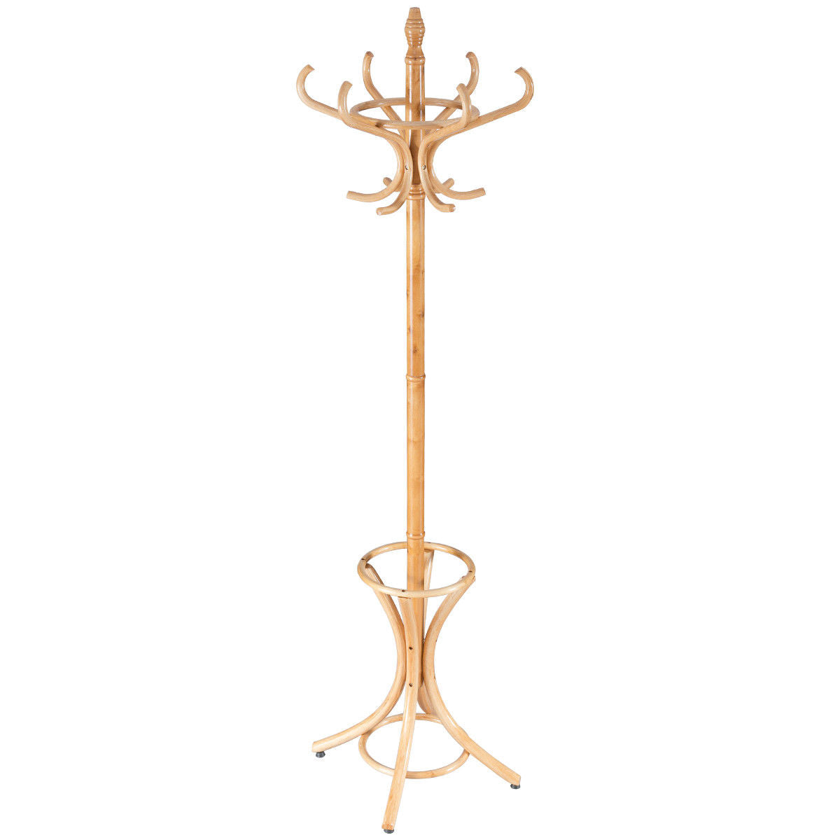 Wood Standing Hat Coat Rack with Umbrella Stand-NaturalÂ