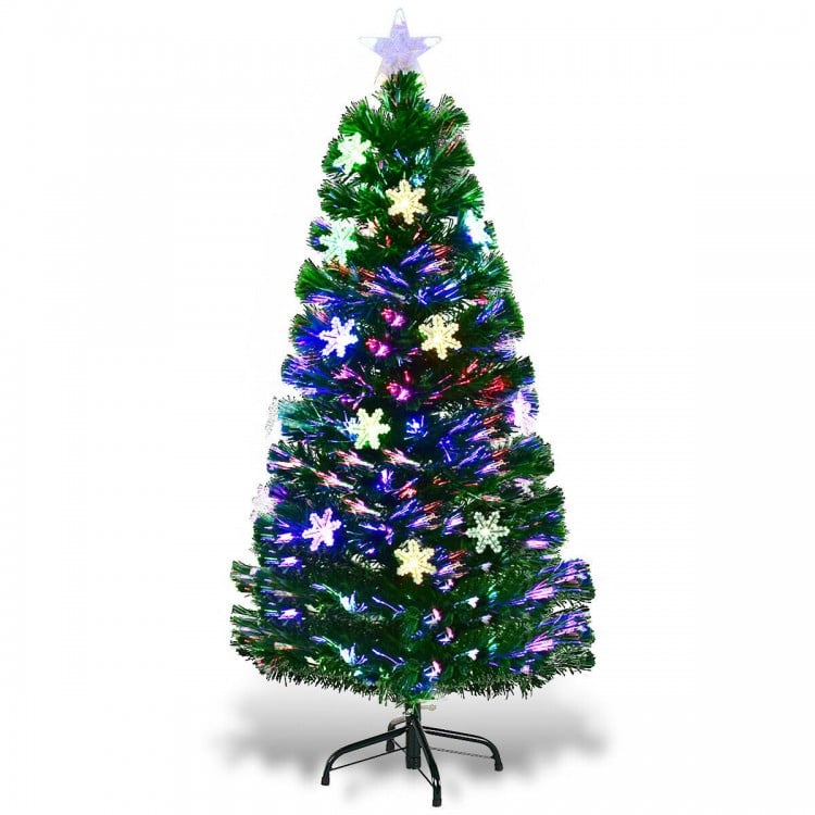 4 Feet LED Optic Artificial Christmas Tree with Snowflakes