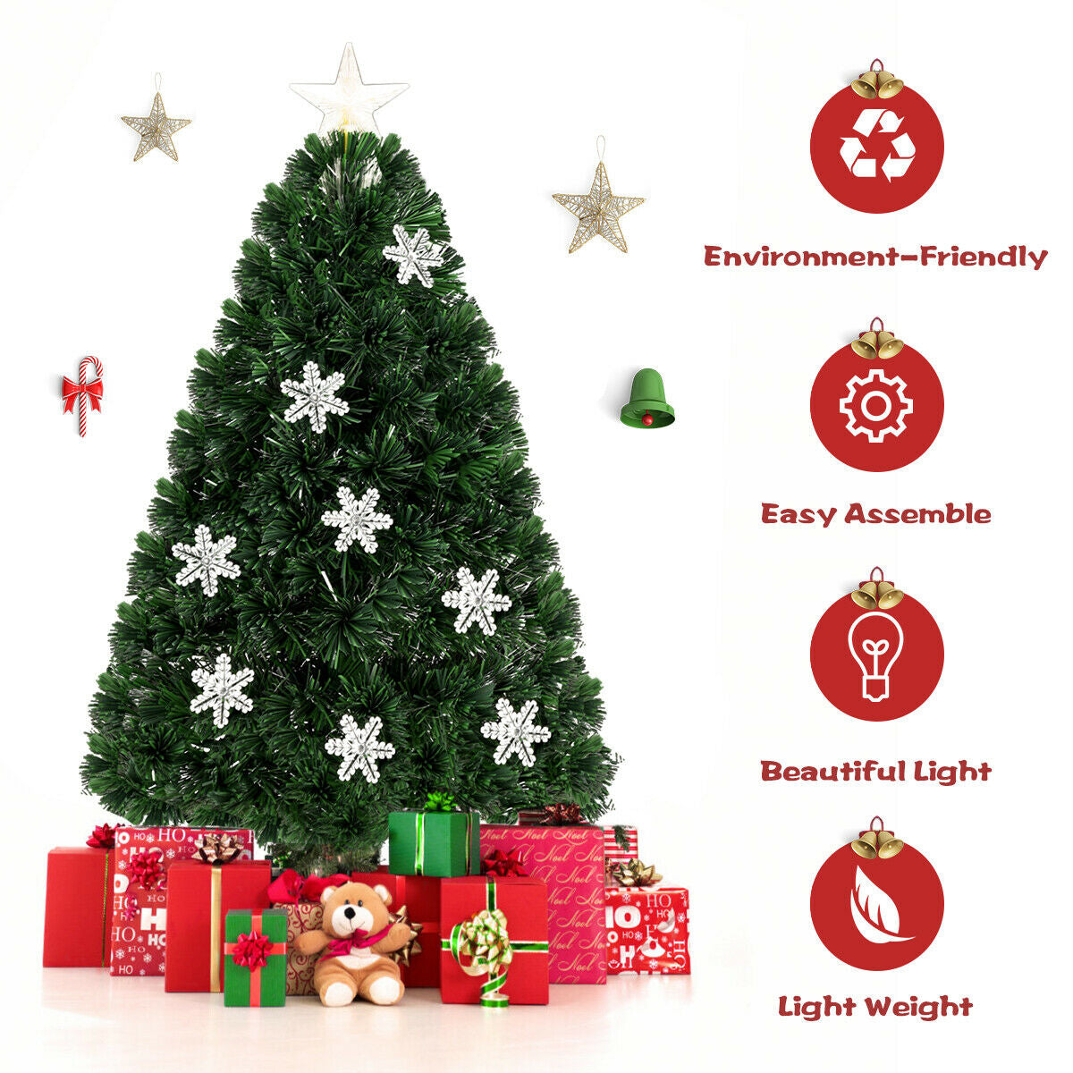 4 / 5 / 6 Feet LED Optic Artificial Christmas Tree with SnowflakesÂ