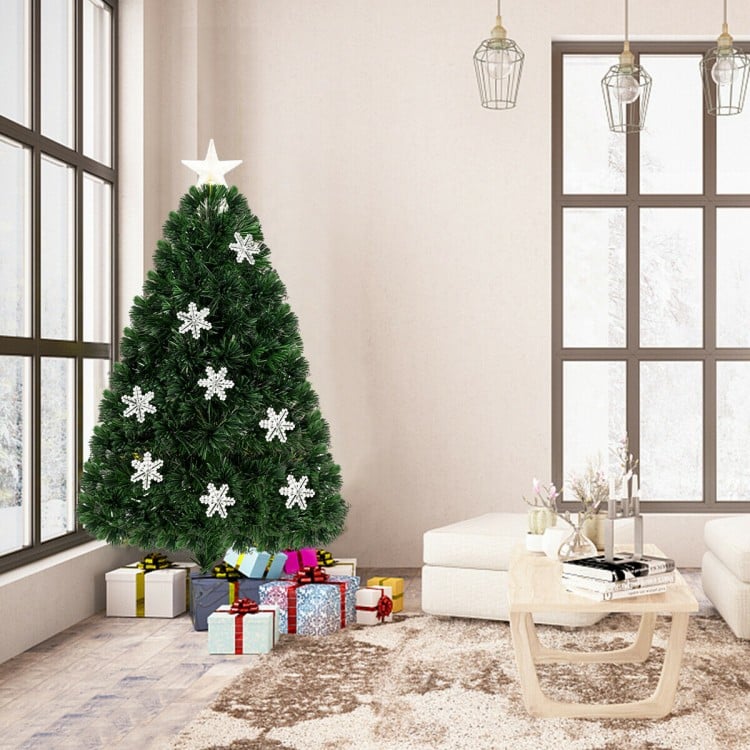 4 Feet LED Optic Artificial Christmas Tree with Snowflakes