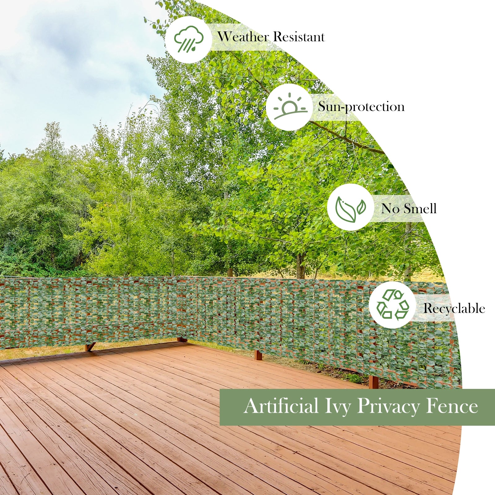Faux Ivy Leaf Decorative Privacy Fence-59 x 118 InchÂ