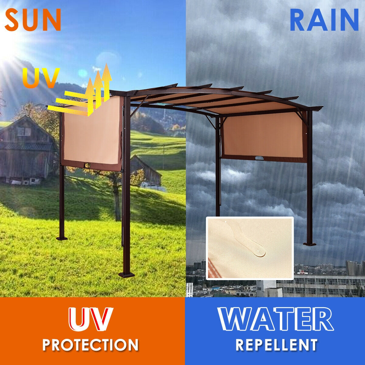 12 x 9 Feet Outdoor Pergola Gazebo with Retractable Canopy ShadesÂ