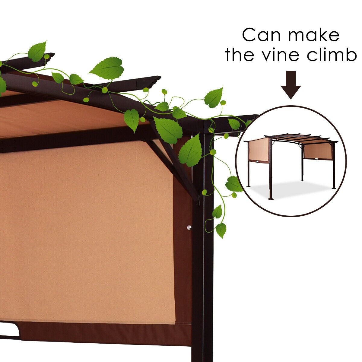 12 x 9 Feet Outdoor Pergola Gazebo with Retractable Canopy ShadesÂ