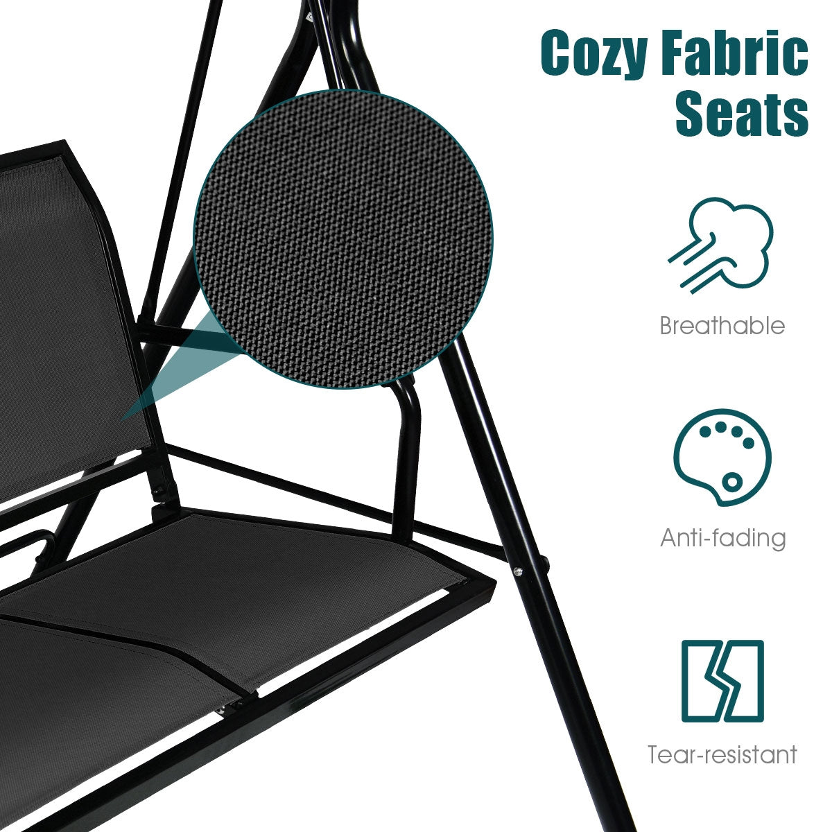 Outdoor Patio Swing Canopy 3 Person Canopy Swing Chair-BlackÂ