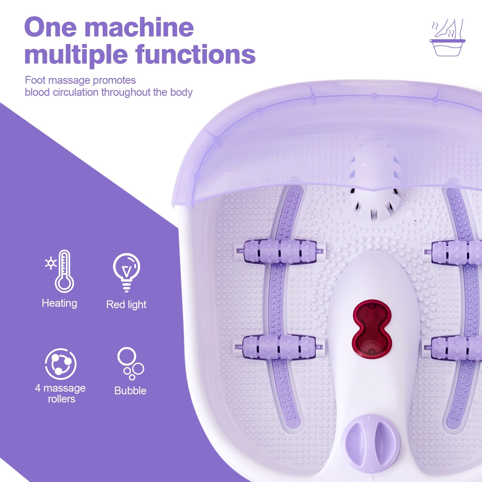 4 Rollers Bubble Heating Foot Spa MassagerÂ