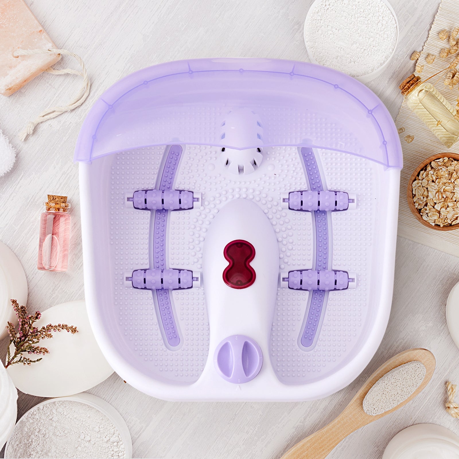 4 Rollers Bubble Heating Foot Spa MassagerÂ