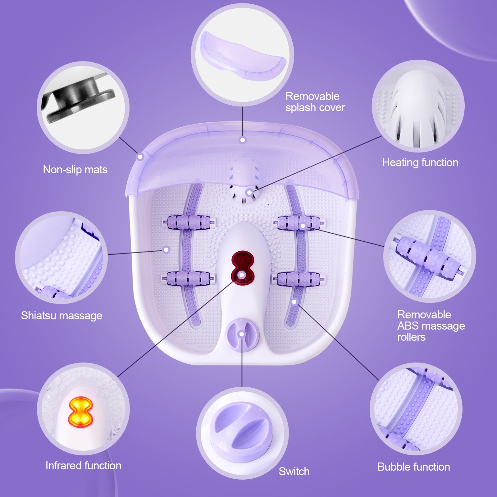 4 Rollers Bubble Heating Foot Spa MassagerÂ