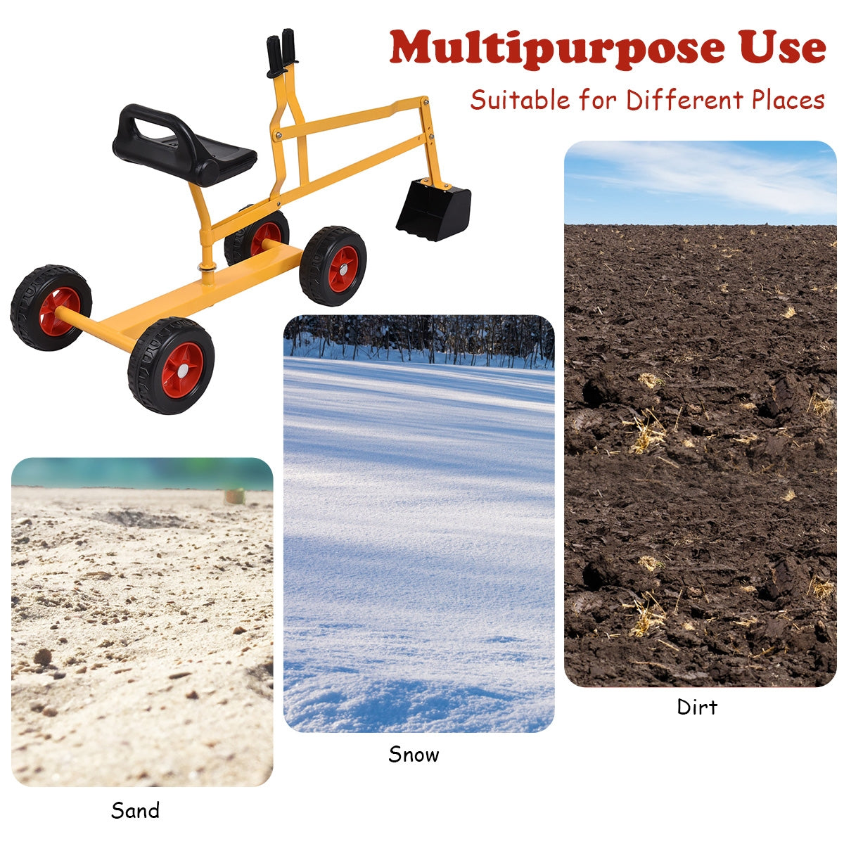 Heavy Duty Kid Ride-on 4-Wheel Excavator Sand DiggerÂ