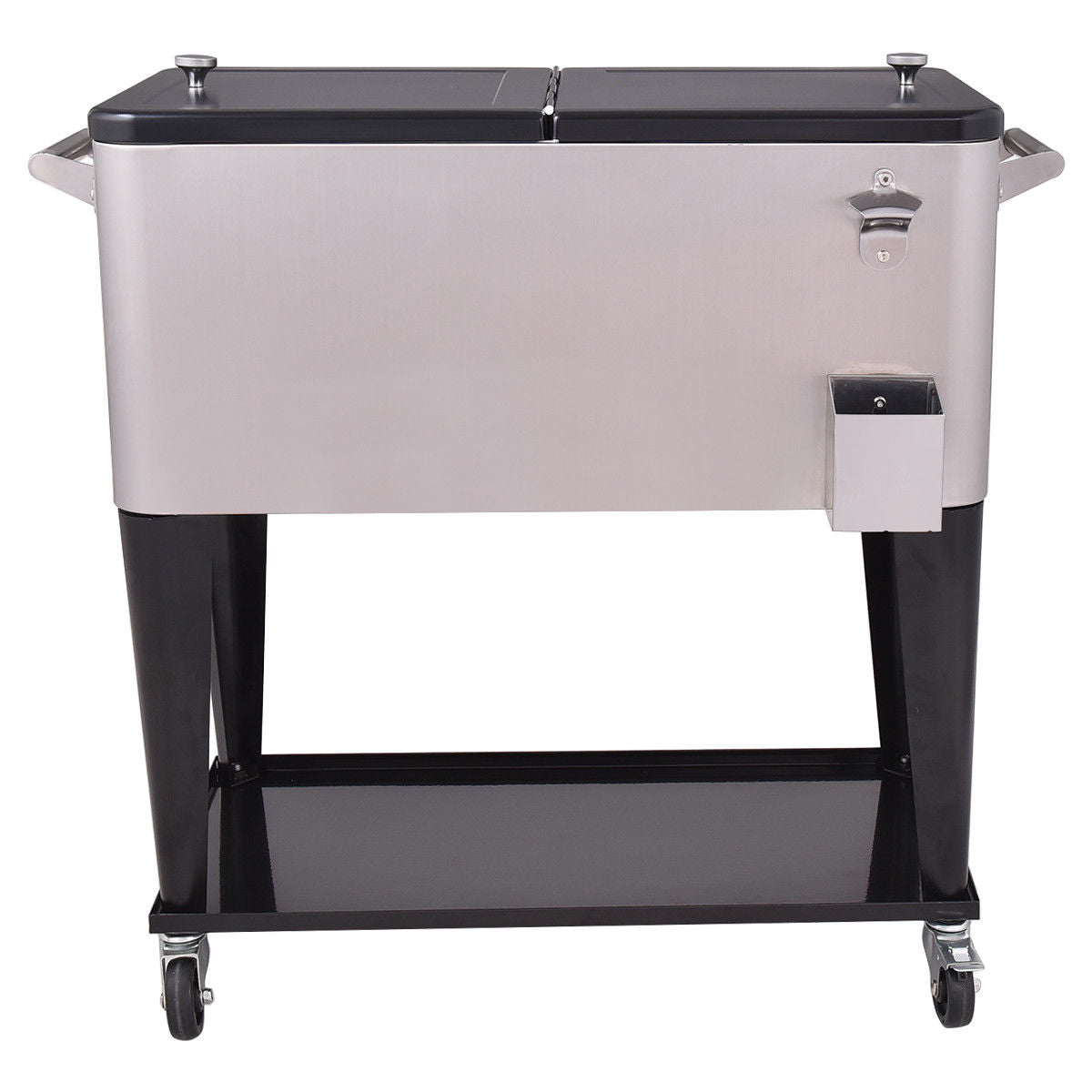 80 Quart Patio Rolling Stainless Steel Ice Beverage CoolerÂ