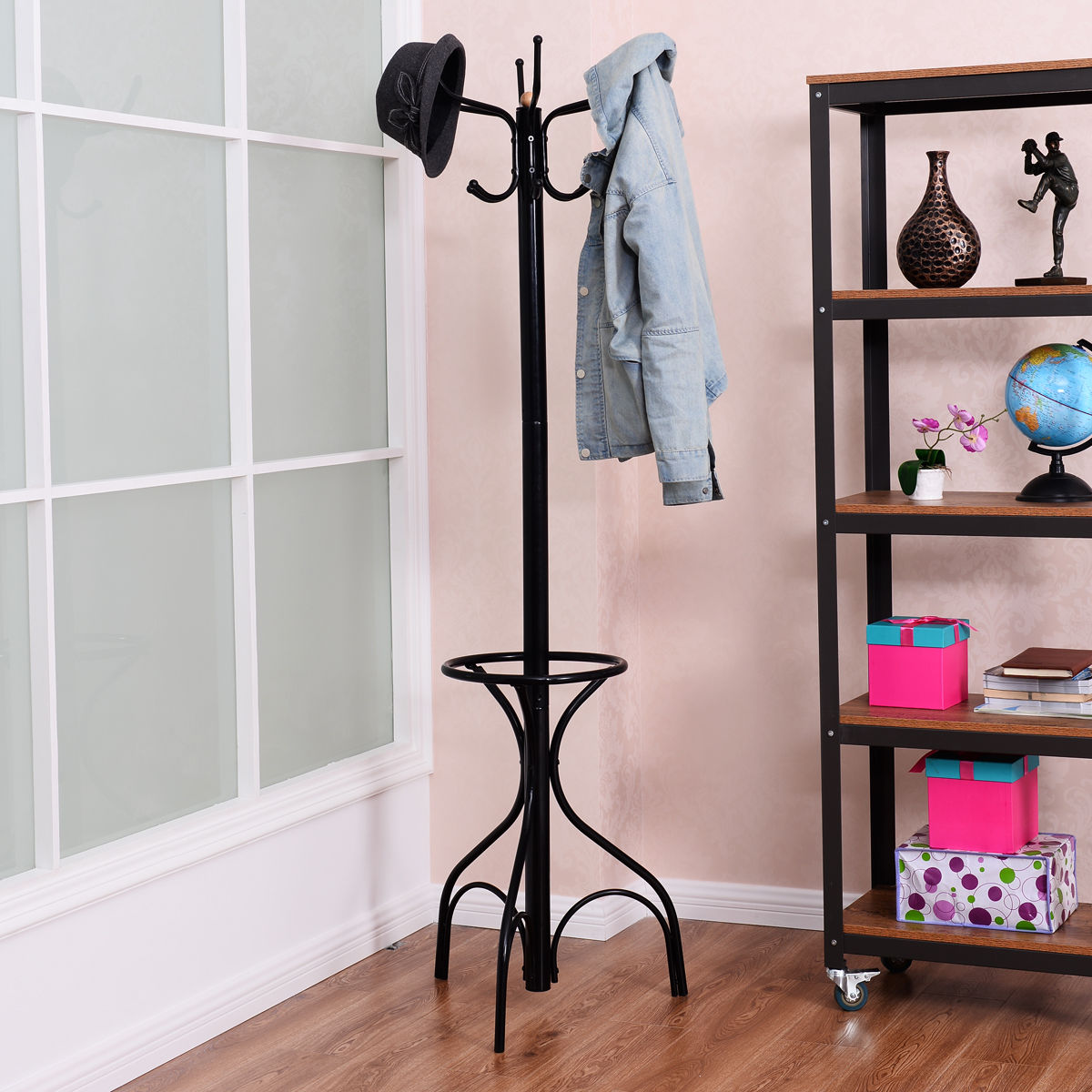 Vintage Metal Coat Hat Tree Stand Clothes HangerÂ