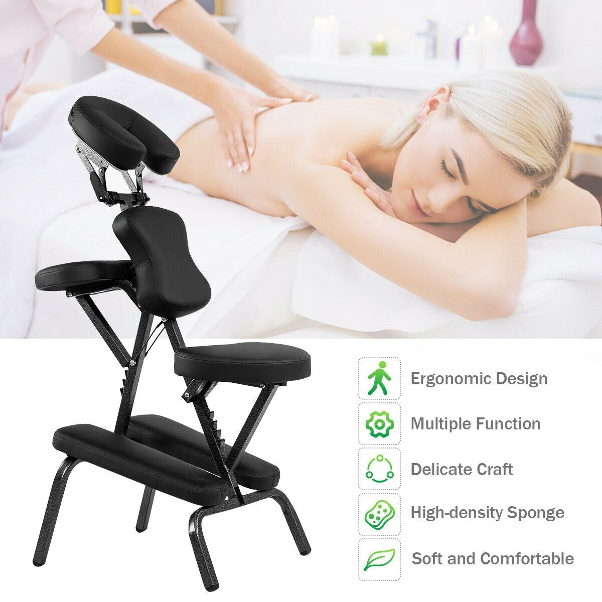 PU Leather Pad Travel Massage Chair with Carrying BagÂ