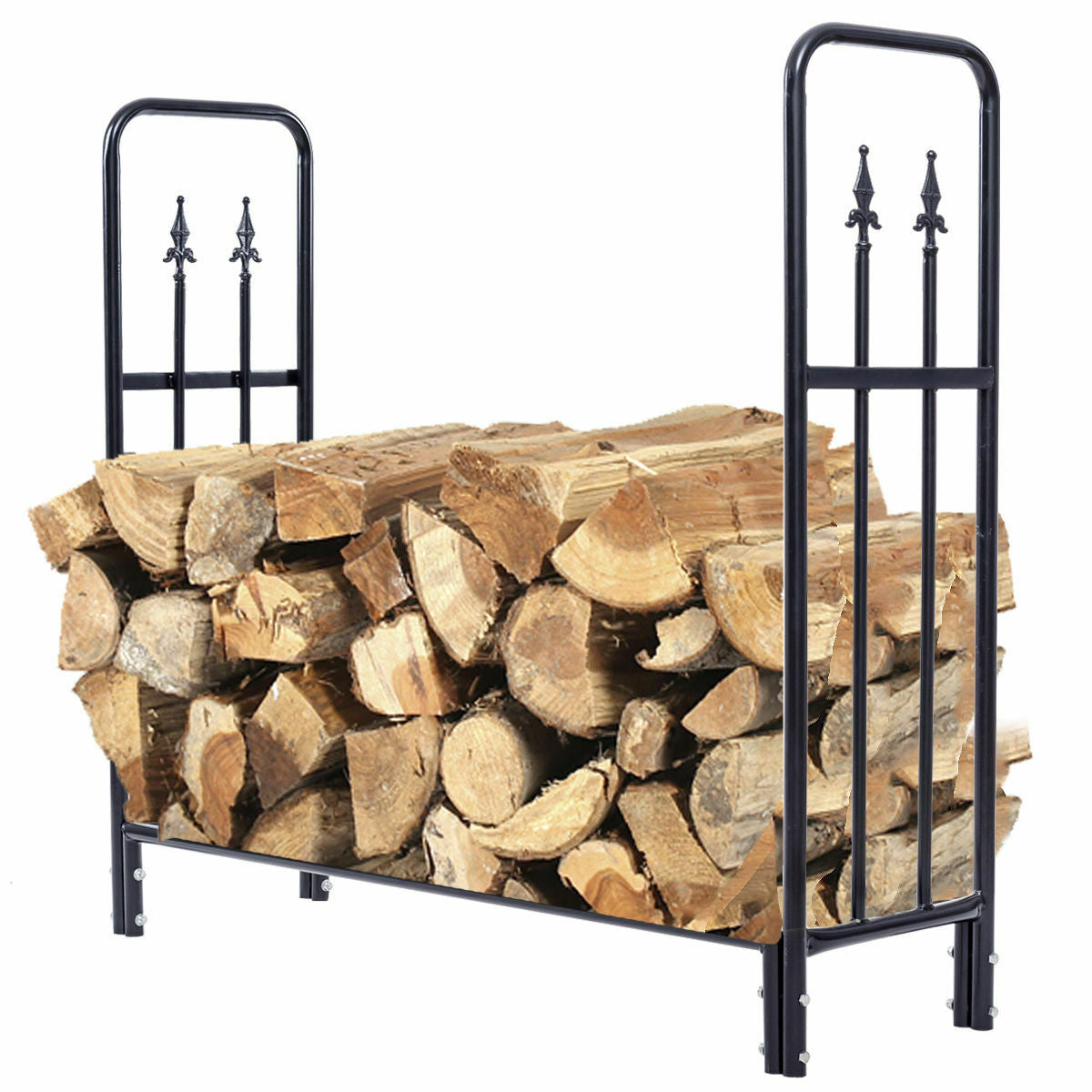 4 Feet Outdoor Heavy Duty Steel Firewood Wood Storage RackÂ