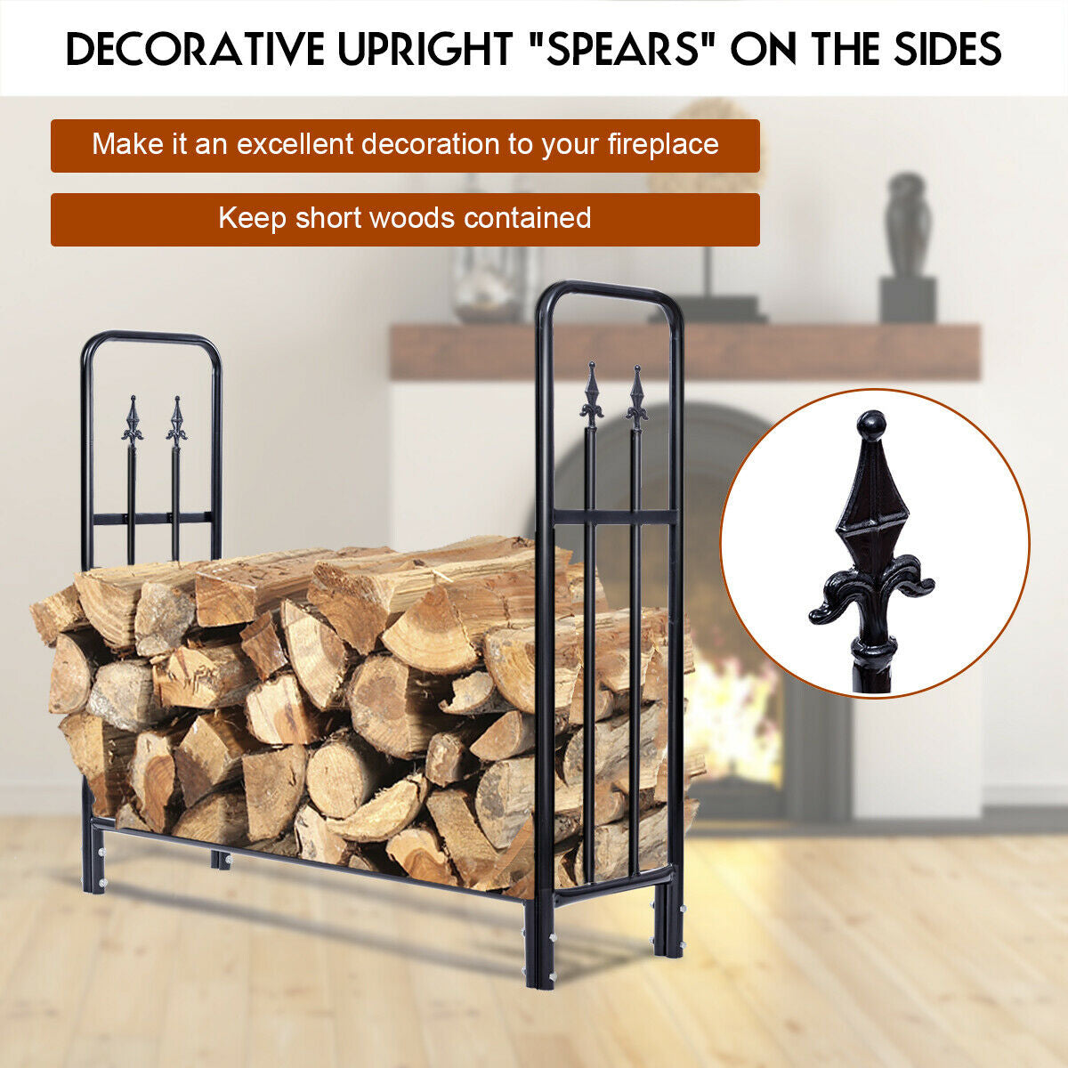 4 Feet Outdoor Heavy Duty Steel Firewood Wood Storage RackÂ