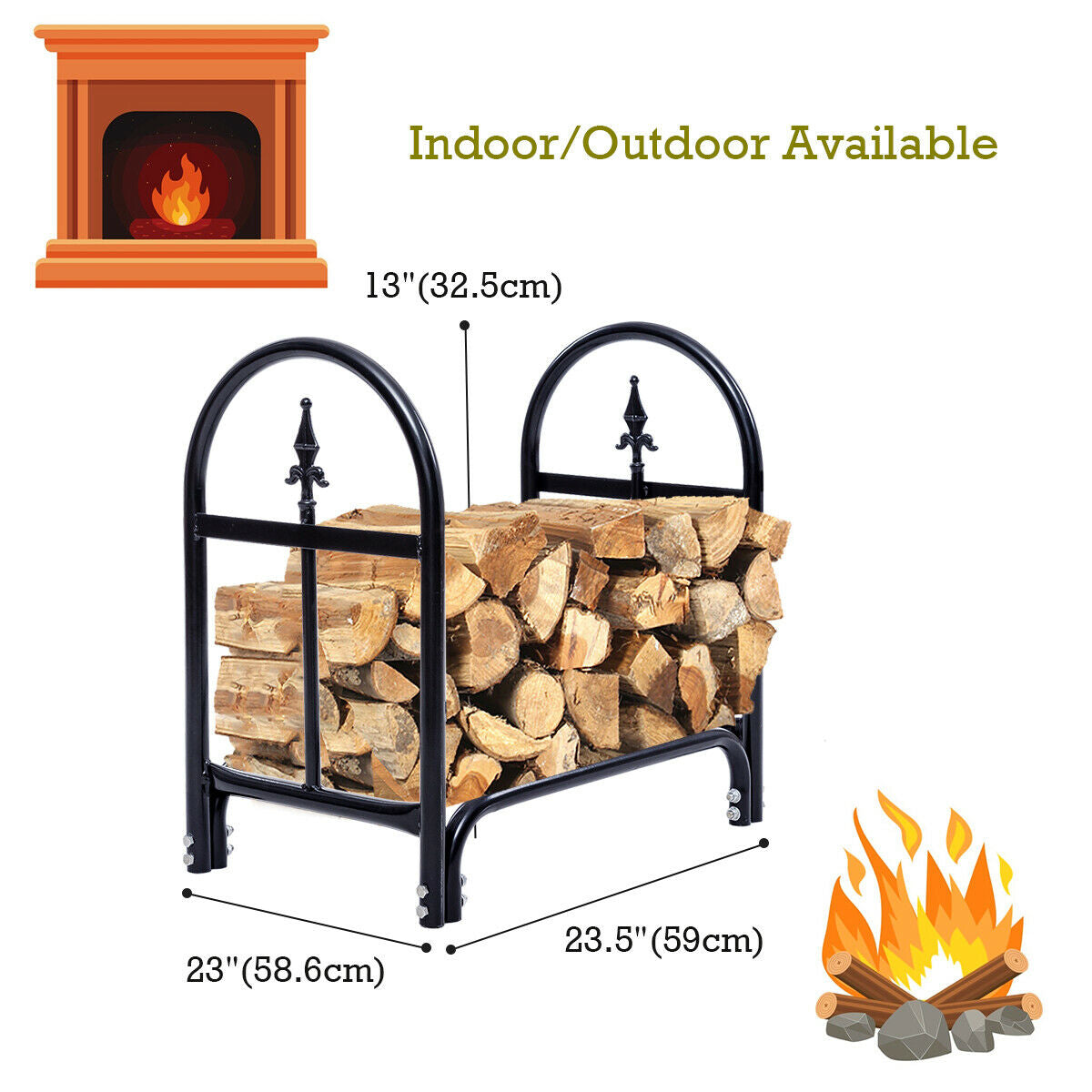 2 Feet Outdoor Heavy Duty Steel Firewood Storage HolderÂ