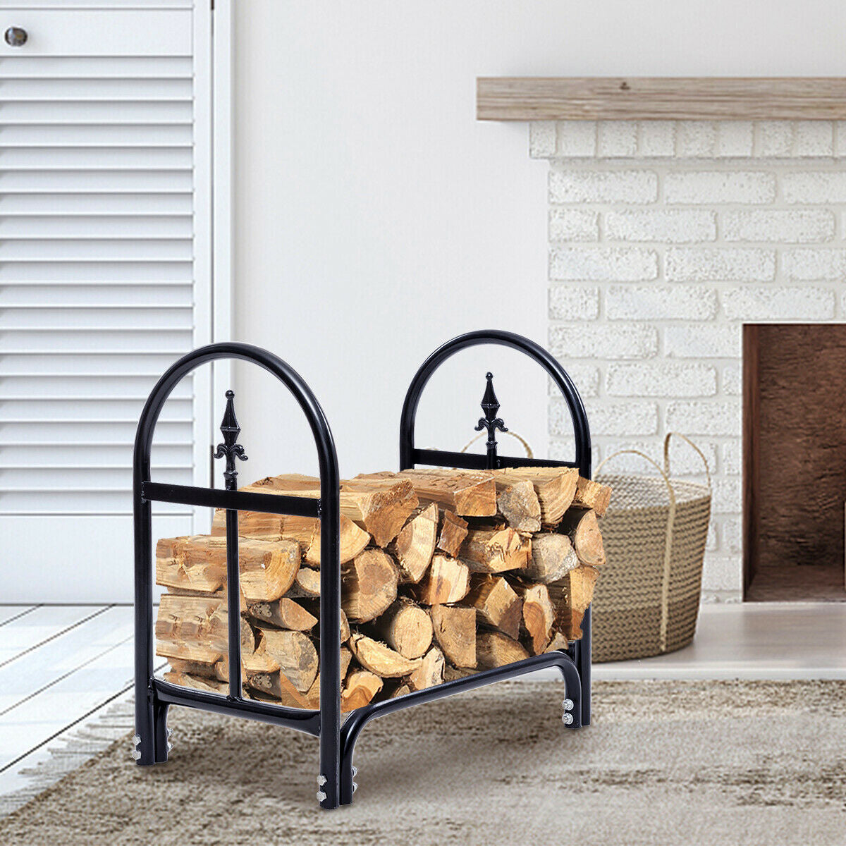 2 Feet Outdoor Heavy Duty Steel Firewood Storage HolderÂ