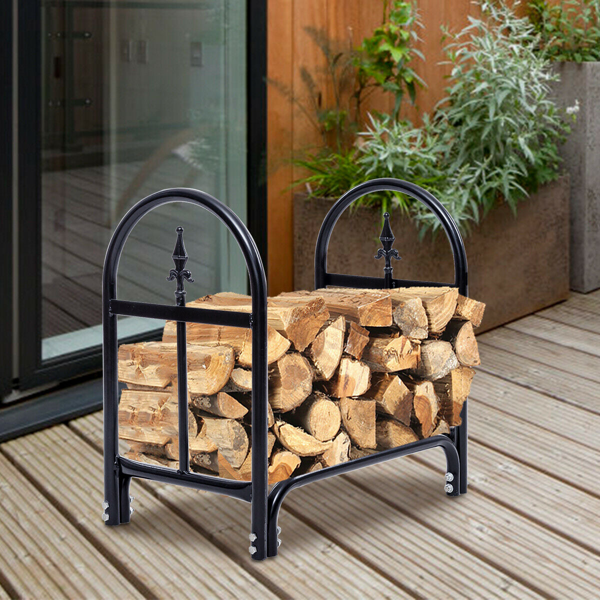 2 Feet Outdoor Heavy Duty Steel Firewood Storage HolderÂ