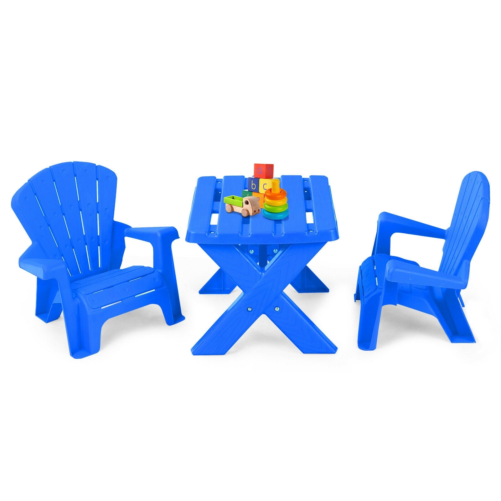 3-Piece Plastic Children Table Chair Set-BlueÂ