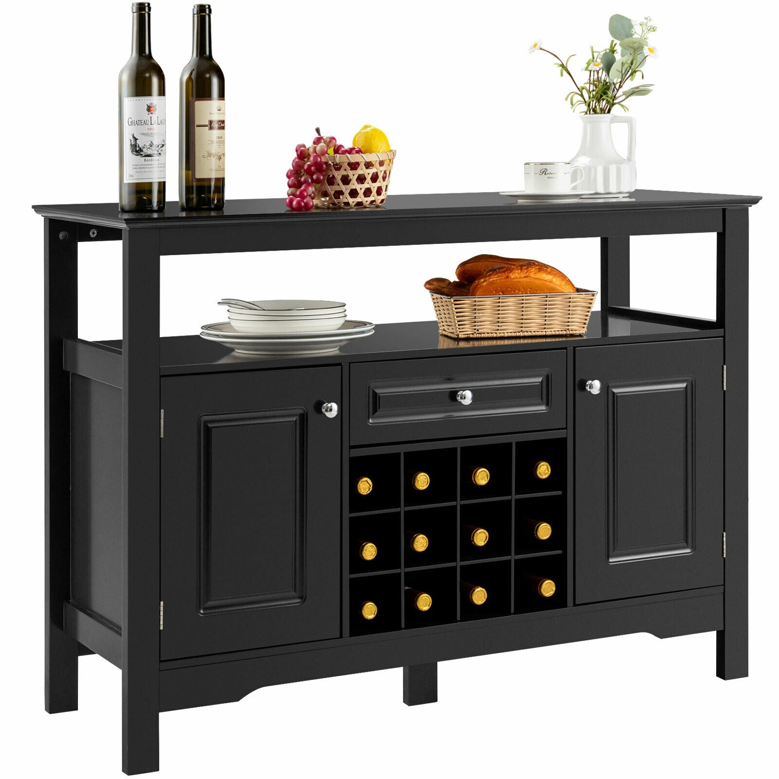 Elegant Classical Multifunctional Wooden Wine Cabinet TableÂ