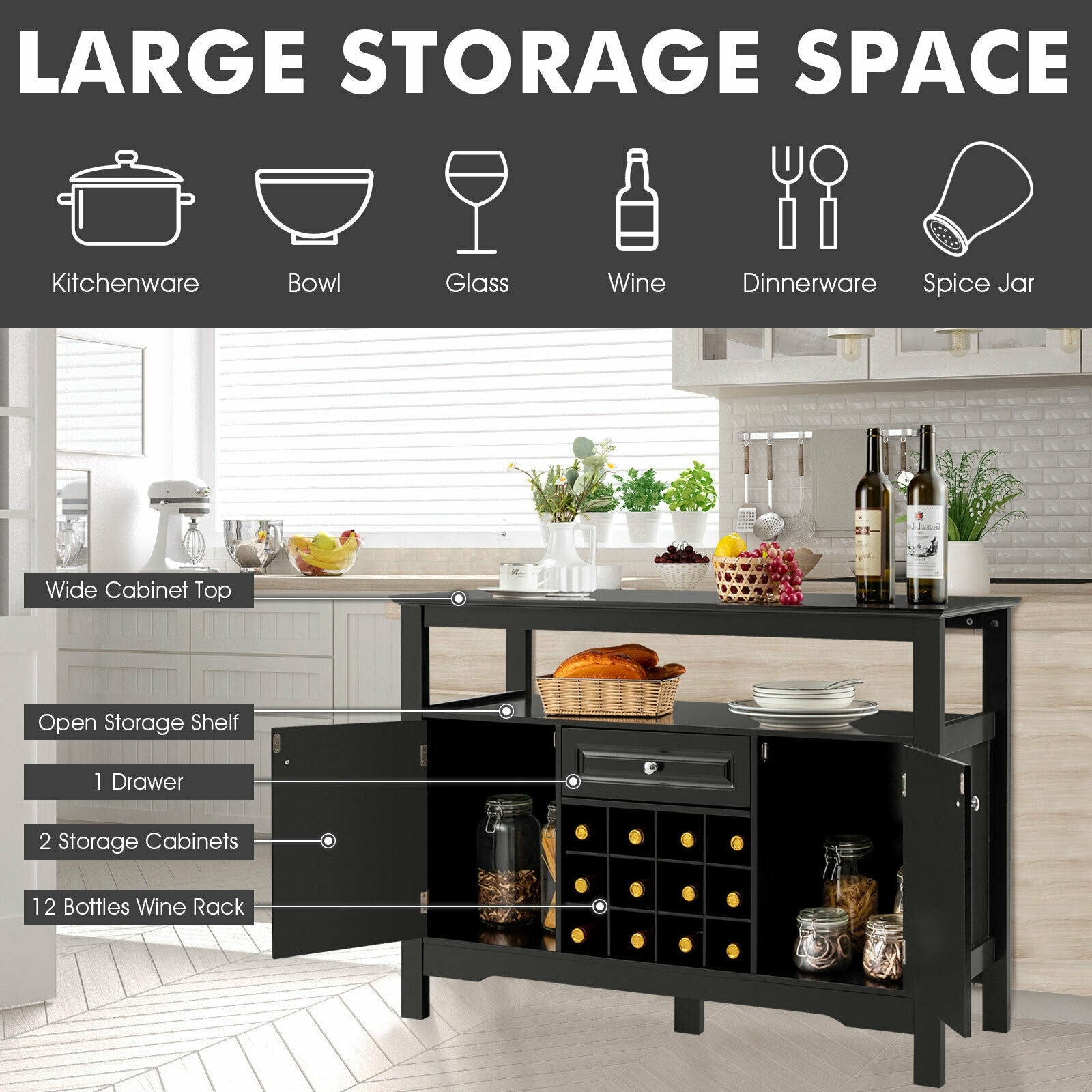 Elegant Classical Multifunctional Wooden Wine Cabinet TableÂ