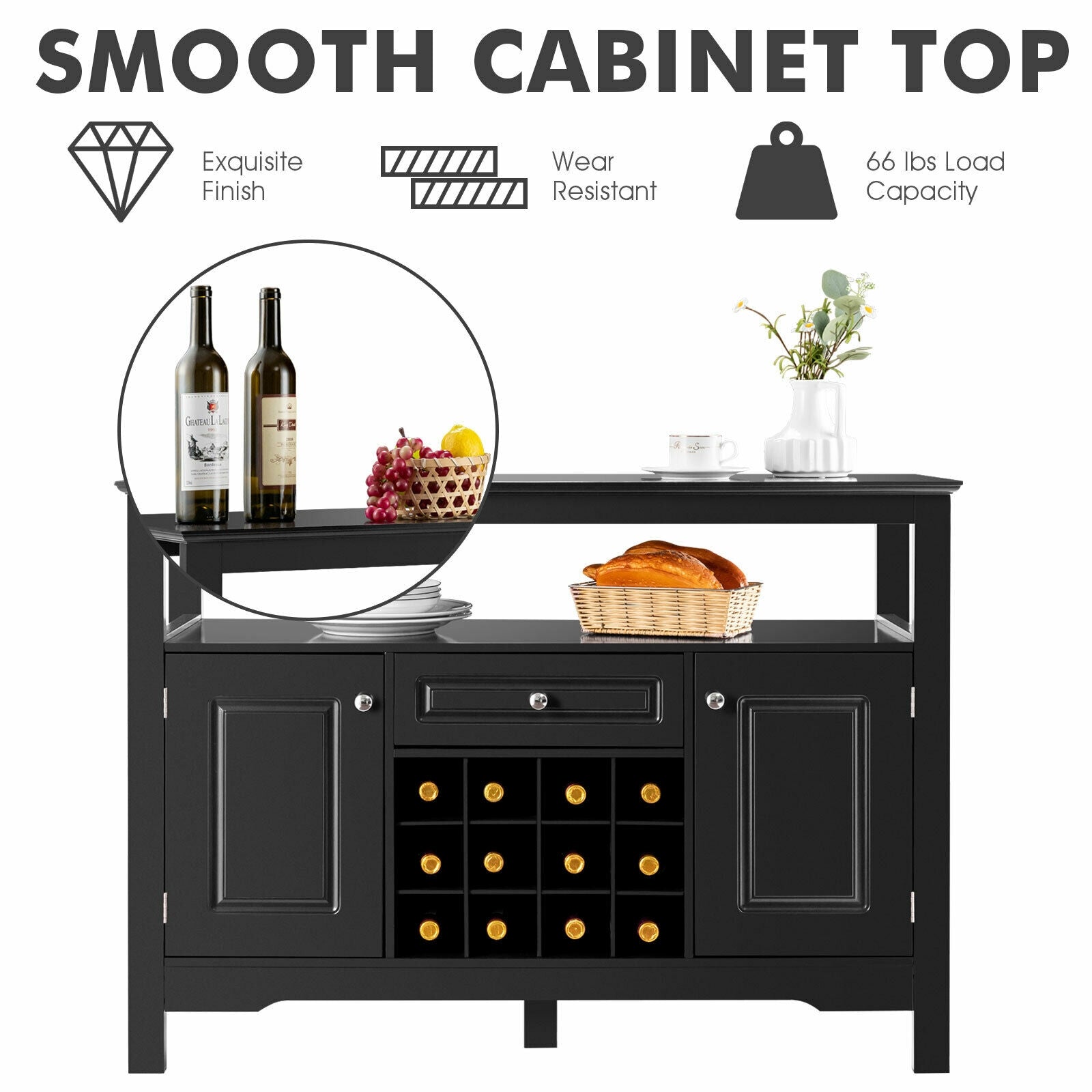 Elegant Classical Multifunctional Wooden Wine Cabinet TableÂ