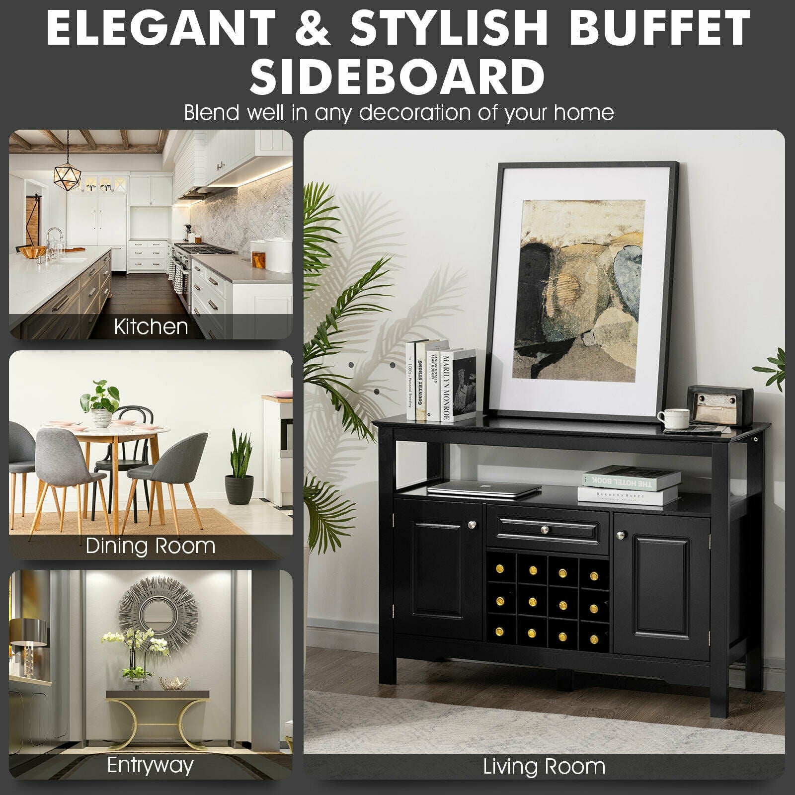 Elegant Classical Multifunctional Wooden Wine Cabinet TableÂ