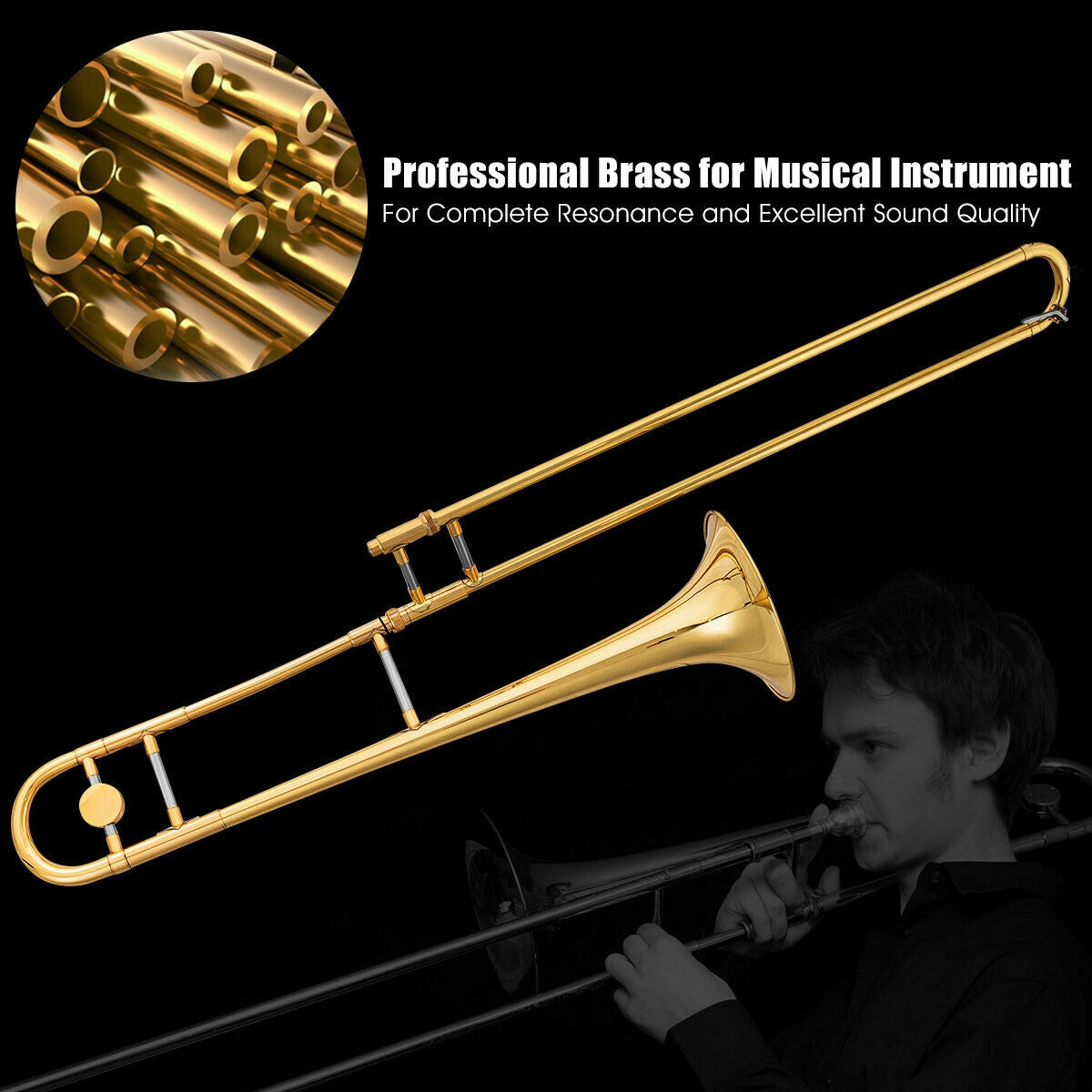 B Flat Trombone Golden Brass with MouthpieceÂ