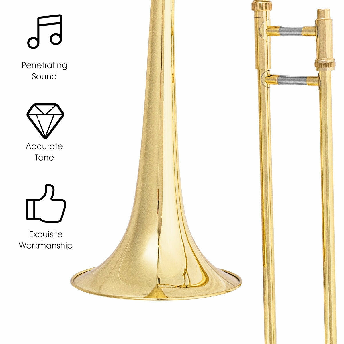 B Flat Trombone Golden Brass with MouthpieceÂ