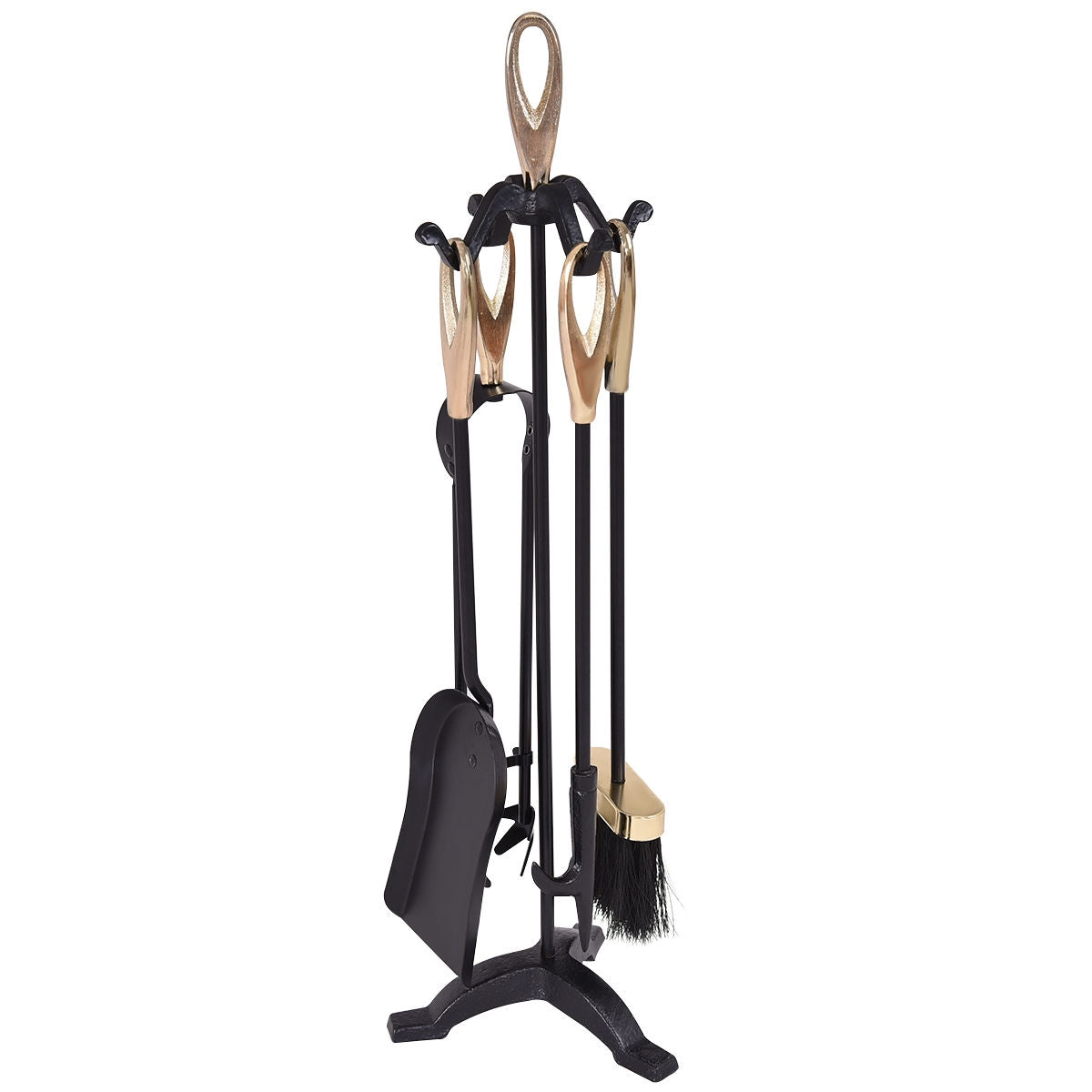 5 Pieces Stylish Gold Iron Fireplace Tools SetÂ