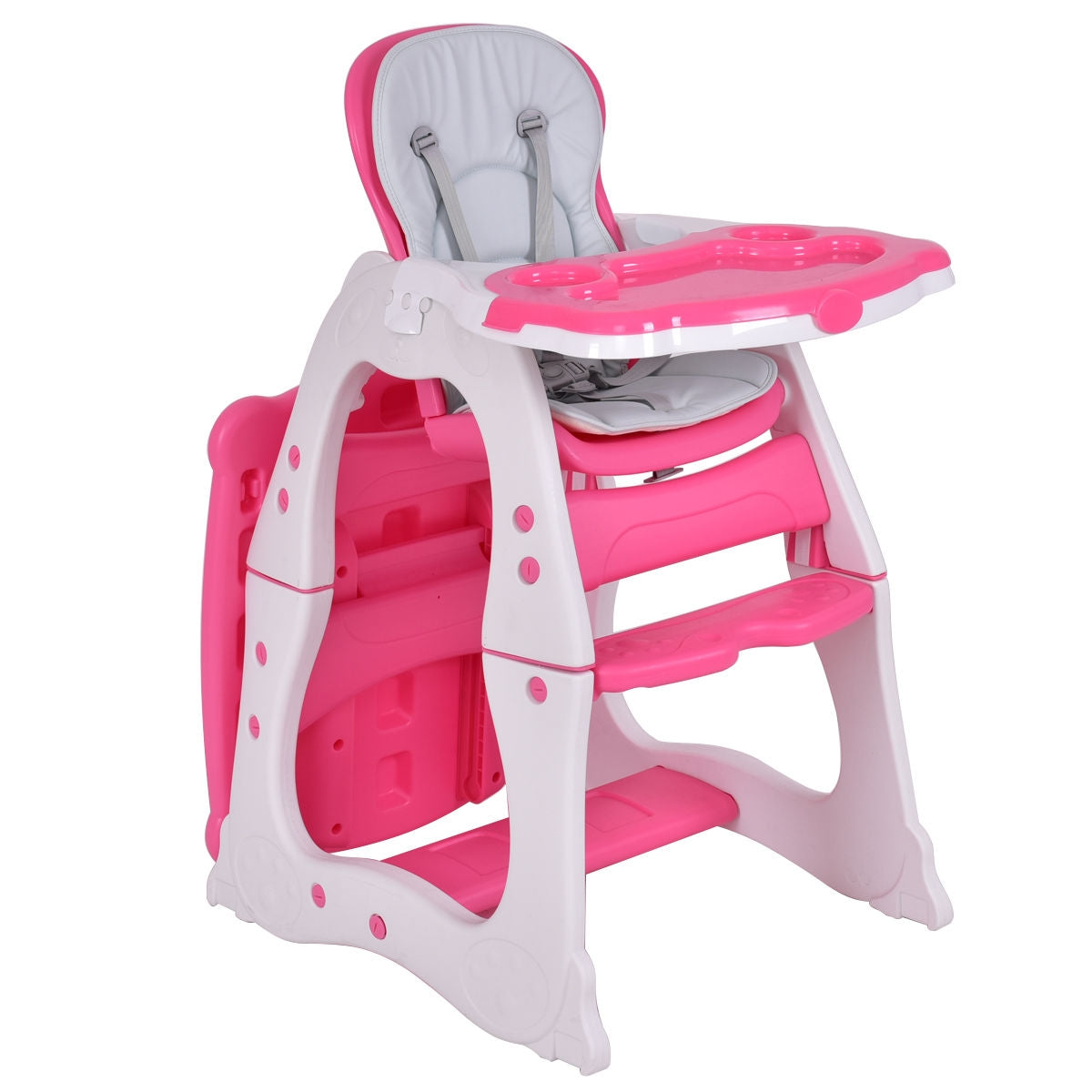 3 in 1 Convertible Play Table Seat Baby High Chair-PinkÂ