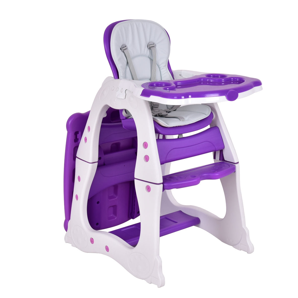 3 in 1 Convertible Play Table Seat Baby High Chair-PurpleÂ