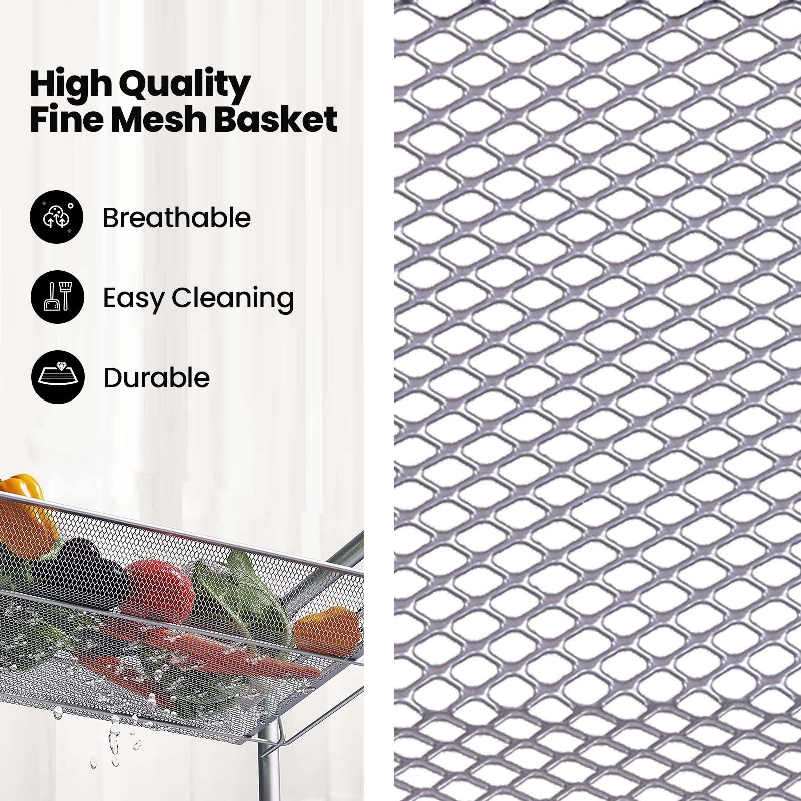 Gray 4 Tier Storage Rack Trolley Cart-GrayÂ