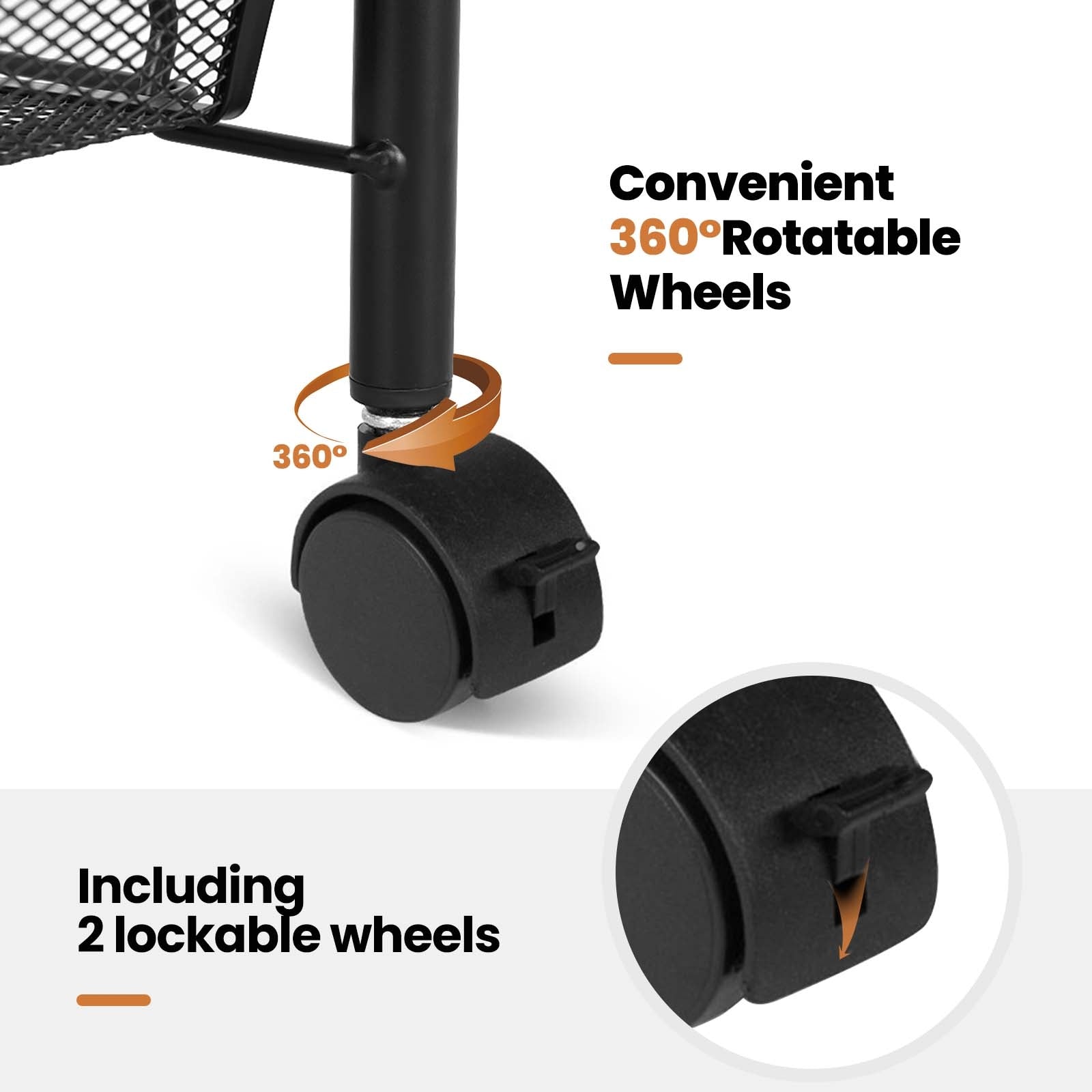 Black 4 Tier Storage Rack Trolley Cart-BlackÂ