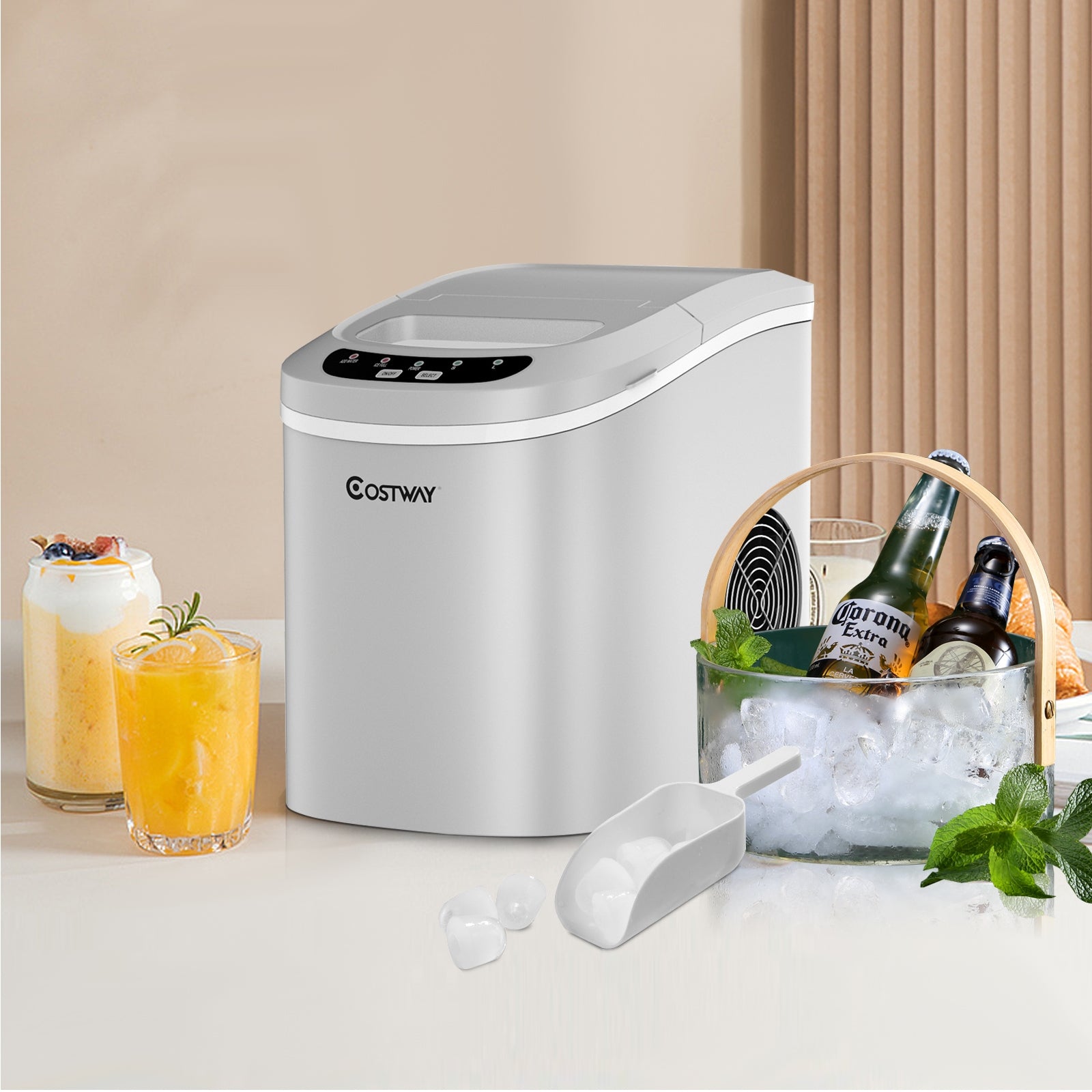 Mini Portable Compact Electric Ice Maker Machine-SilverÂ