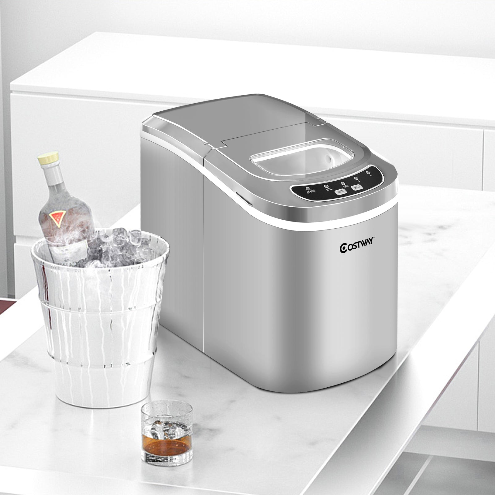Mini Portable Compact Electric Ice Maker Machine-SilverÂ