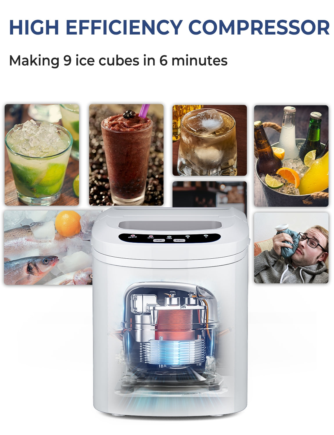 Mini Portable Compact Electric Ice Maker Machine-WhiteÂ
