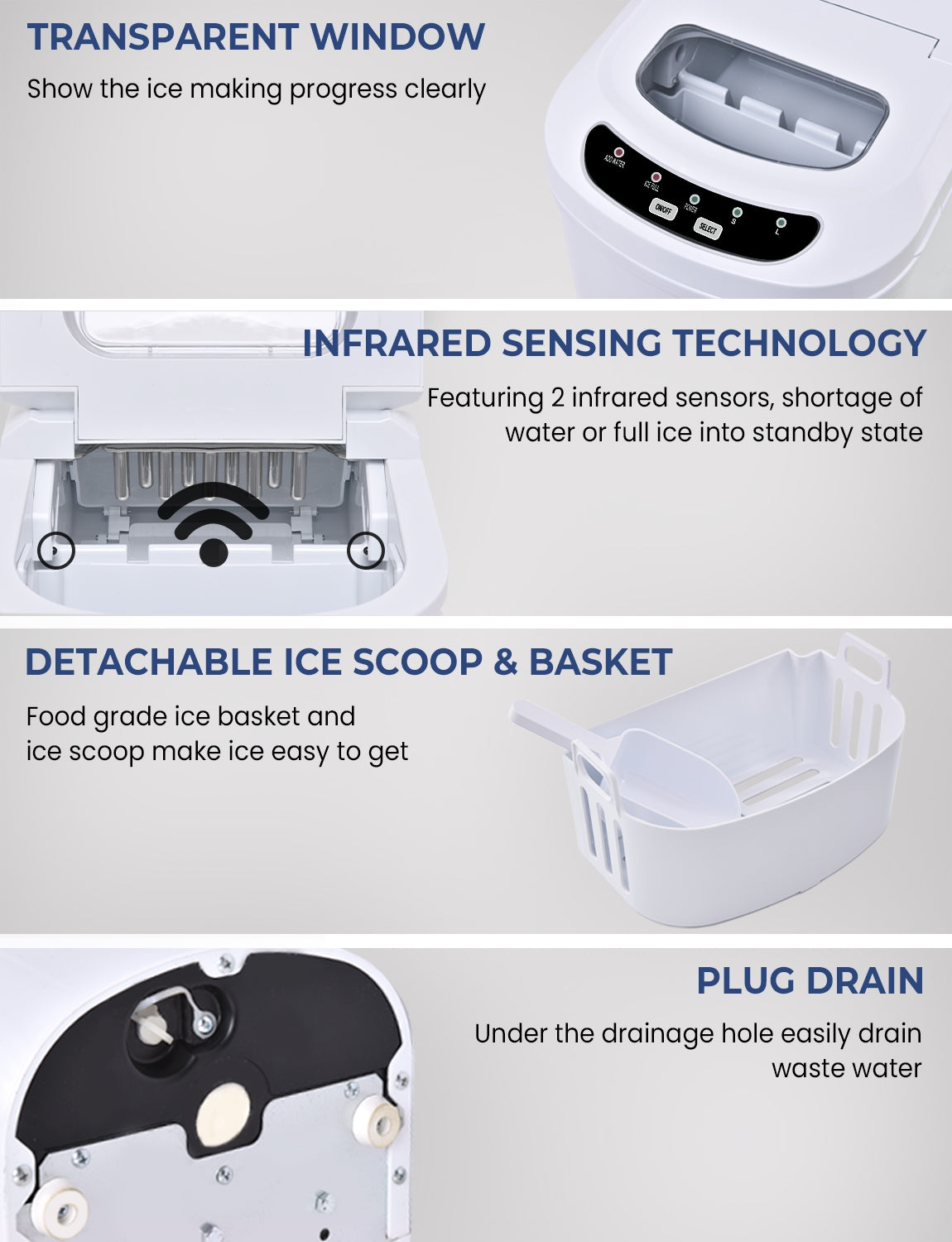 Mini Portable Compact Electric Ice Maker Machine-WhiteÂ