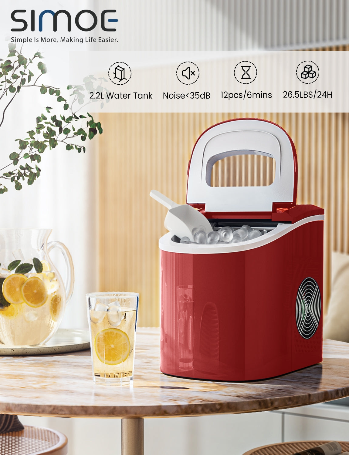 Mini Portable Compact Electric Ice Maker Machine-RedÂ