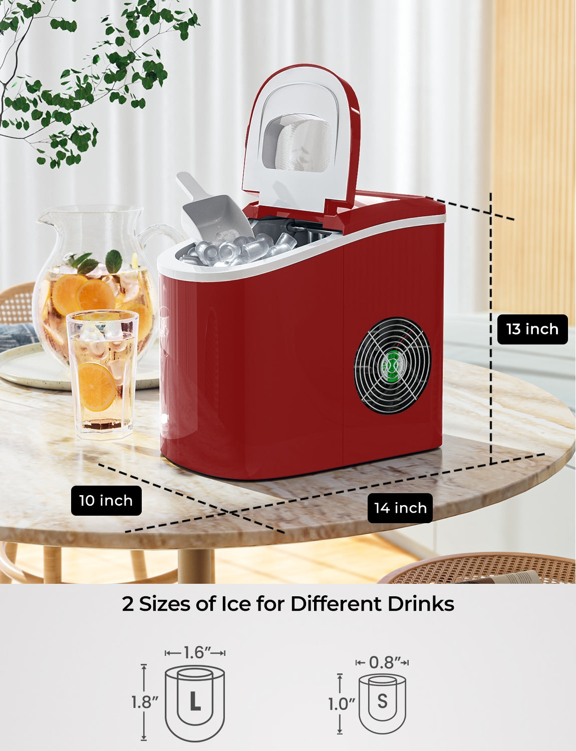 Mini Portable Compact Electric Ice Maker Machine-RedÂ