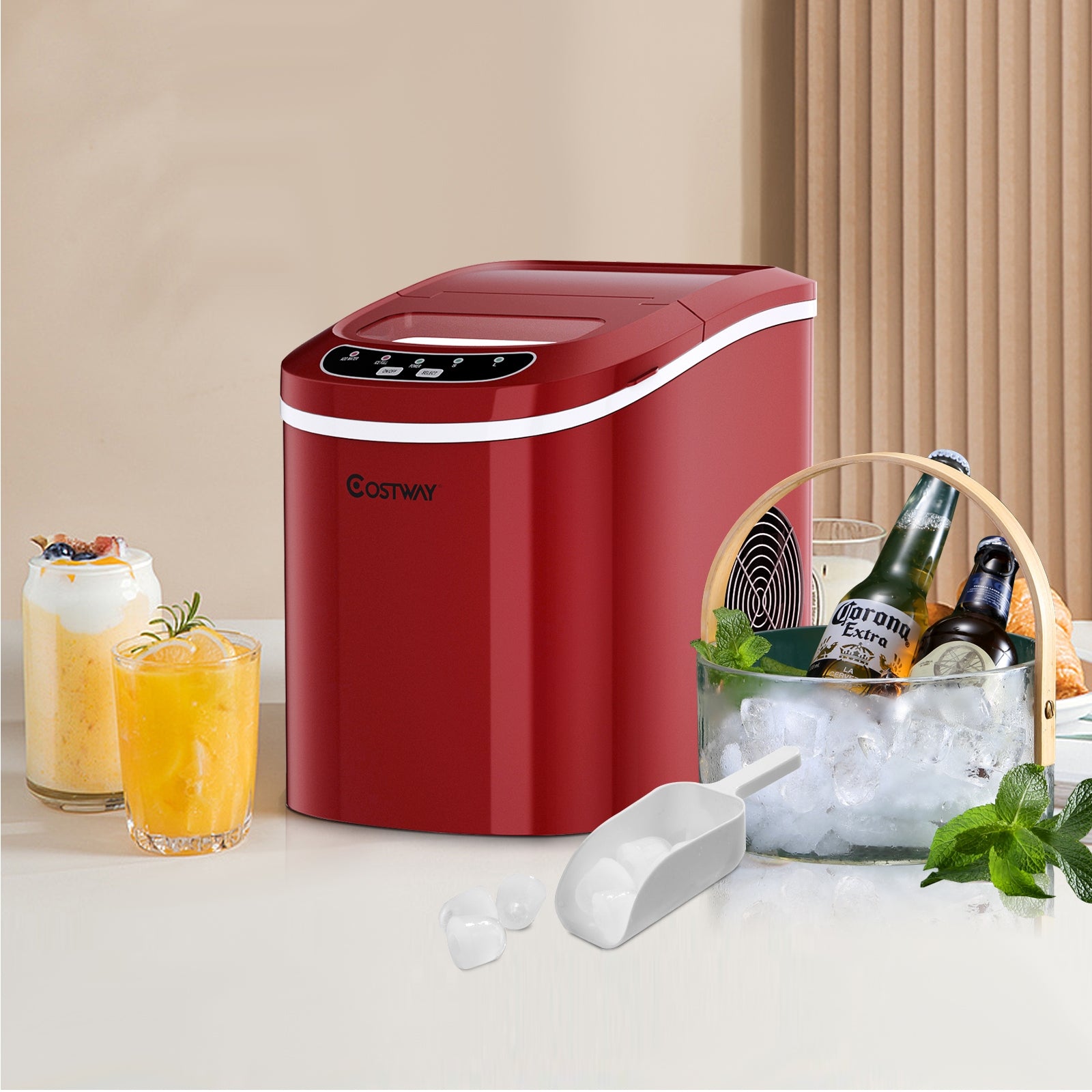 Mini Portable Compact Electric Ice Maker Machine-RedÂ