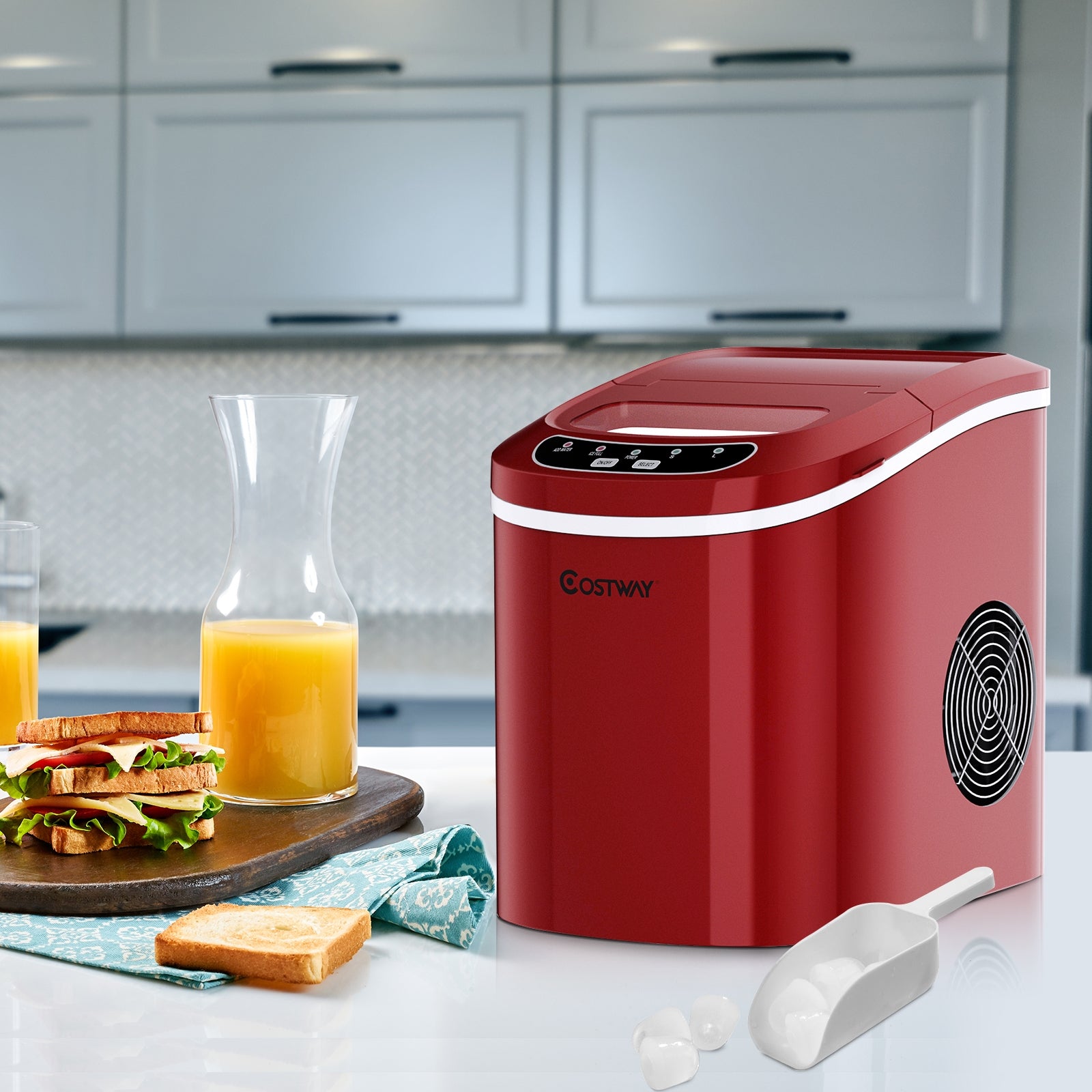 Mini Portable Compact Electric Ice Maker Machine-RedÂ