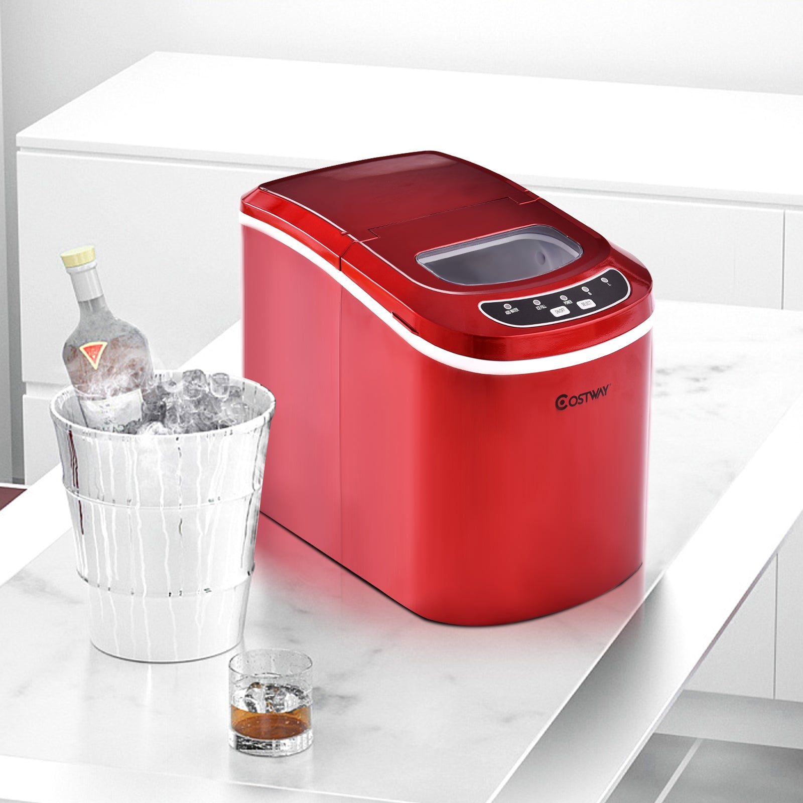 Mini Portable Compact Electric Ice Maker Machine-RedÂ